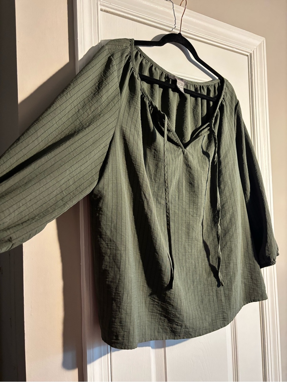 Olivia and Martin Peasant Blouse with Tie Neck size 2X - Picture 2 of 4